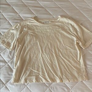 LOFT Cream Embroidered Top